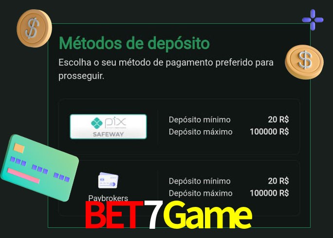 O cassino Bet7Game oferece uma grande variedade de métodos de pagamento